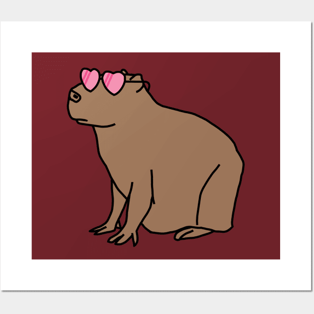 Capybara Wearing Rose Colored Glasses Wall Art by ellenhenryart